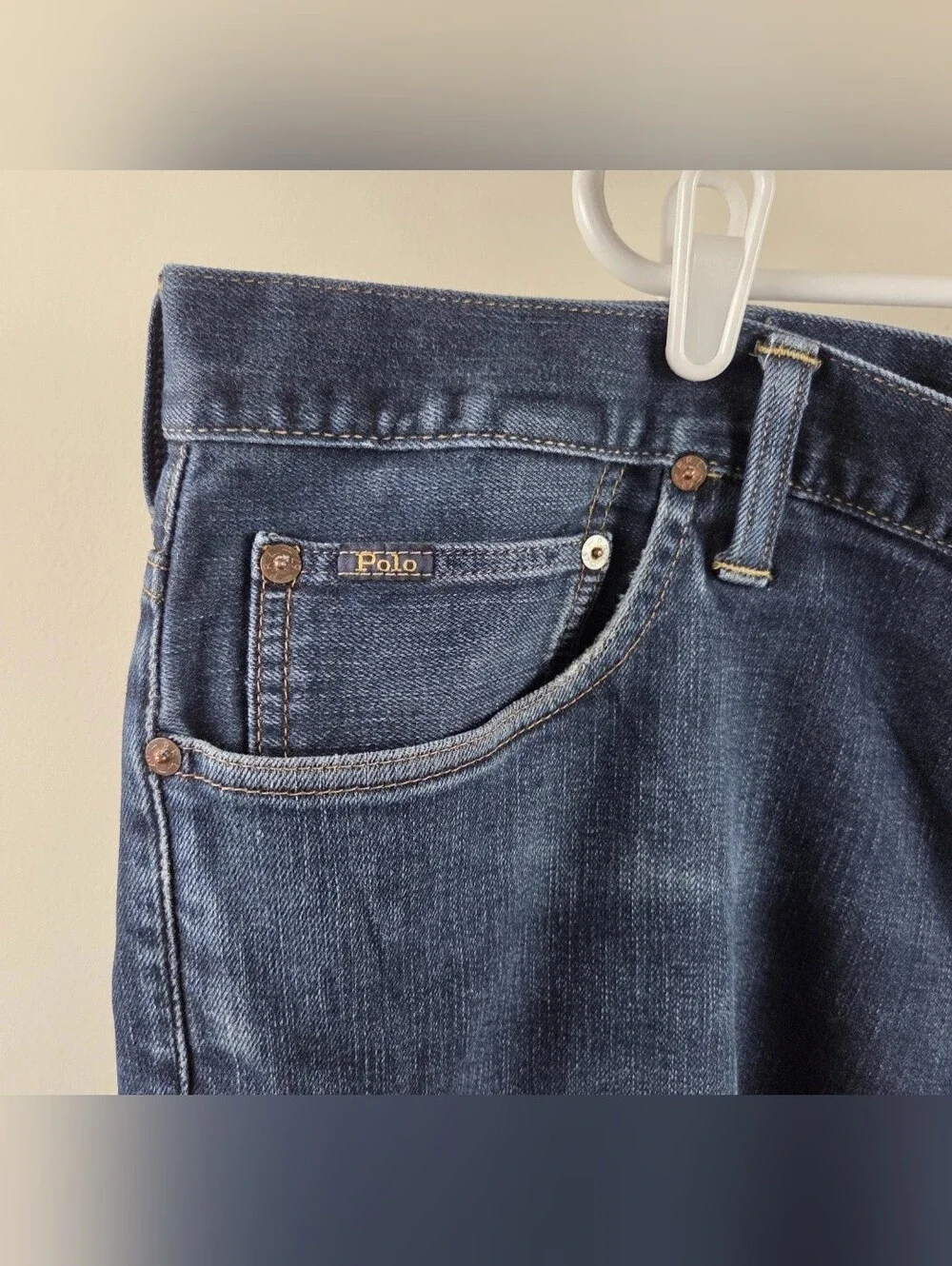 Polo Ralph Lauren Jeans Mens 46x32 Dark Wash Blue Relaxed Straight The Hampton